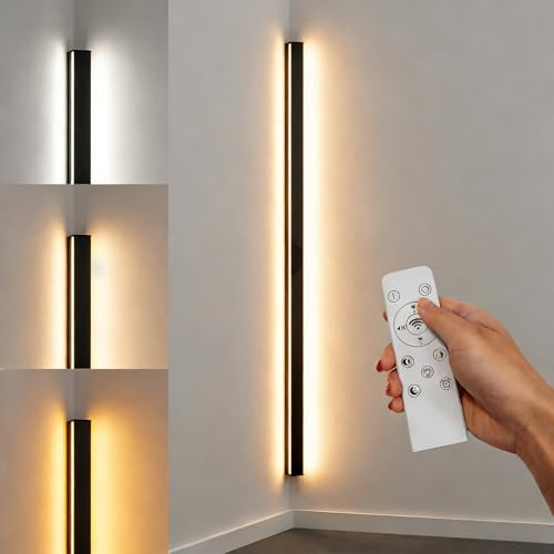 LANMOU LED-vägglampa för inomhusbruk 150 cm, dimbar 3 000 K-6 000 K fjärrkontroll, 50 W, 4 000 lm, vardagsrum/sovrum/trappa/hall