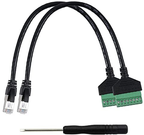 PENGLIN 2 Stück RJ45 Stecker auf 8 Pins Schraubklemmenblock Adapter für Cat7 Cat6 Cat5 Ethernet Extender CCTV Digital Internet,RJ45-Stecker auf 8-poligen Ethernet-Anschluss