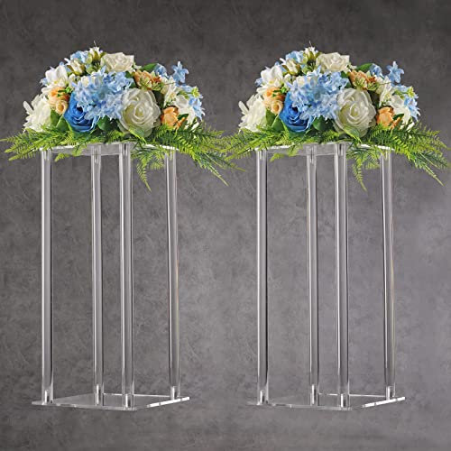 YALLOVE Set von 2, 40CM hohen Acryl Blumen Stand Clear Sockel für Hochzeit Event Party Requisiten, klare Vasen, Home Decor