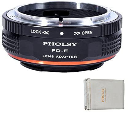 PHOLSY Objektivadapter mit Blendenhebel Kompatibel mit Canon FD FL Objektiv und Sony E (NEX) Mount Kameragehäuse, FD auf Sony E, FD auf NEX