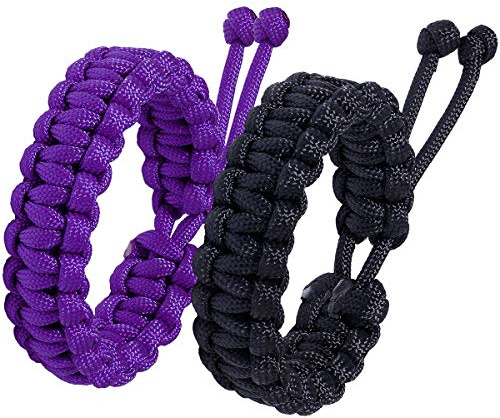 Jewboo - Coppia di braccialetti di sopravvivenza intrecciati fatti a mano in paracord per coppie, uomini e donne, taglia regolabile, 16 à 20 cm, Nessuna pietra preziosa