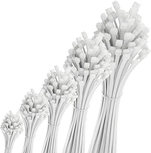 deleyCON 100 Piezas Sujetacables 200 mm x 3,6 mm (20 cm x 0,36 cm) Plástico Brida Cables Soporte de Cables Fijador de Cables Muy Alta Resistencia a los Tirones y al Desgarro para Hogar y Negocio Blanc