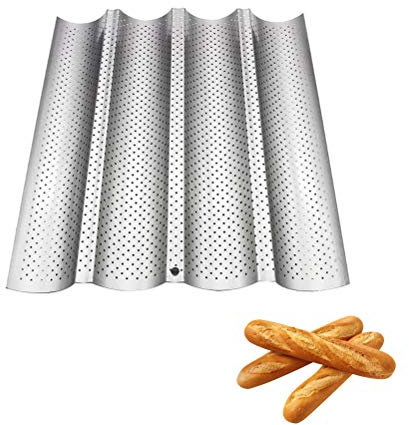 Perforated French Bread Pan,Long French Bread Pan Italian Bread Bakers Tray Non Toxic Perforated Loaf Pans for Baking Nonstick Baguette Pans (255)