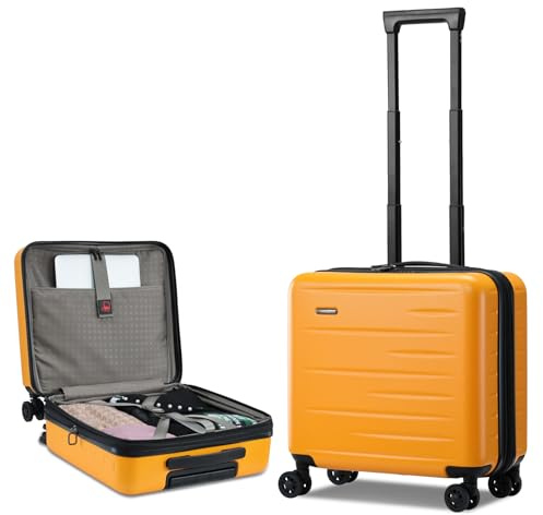 CENSIEN 16 Inch Carry On Luggage Airline Approved, Expandable Lightweight ABS+PC Hard Shell Suitcases with 360° Spinner Wheels, TSA Lock, YKK Zippers (Orange, 1 PC)
