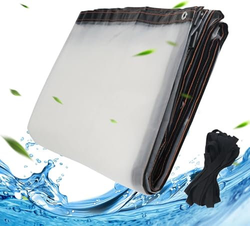 Luabue Transparente Plane Mit Ösen Wasserdicht Abdeckplane Durchsichtig seitenteile pavillon Plane für den Außenbereich einsetzbar regendicht (3x6M Regenfestes Tuch 10M Geflochtenes Seil)