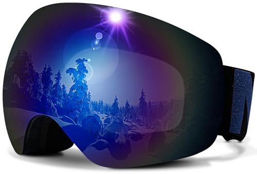NENKI gafas de esquí para hombre y mujer, gafas de esquí antivaho y sin montura UV 400, aptas para casco de esquí, gafas Snowboard OTG