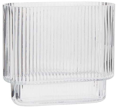KAYLETIN Vase nervuré, vase en verre cannelé pour tulipes, vases en verre pour fleurs, vases transparents modernes pour anniversaire, mariage, pendaison de crémaillère, anniversaire de mariage