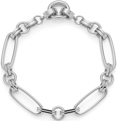 JEWELS BY LEONARDO armband klipp & mix mathilde, armsmycken av silverfärgat rostfritt stål, olika stora, massiva kedjelänkar, 19 cm längd, smycke present för kvinnor, 026118
