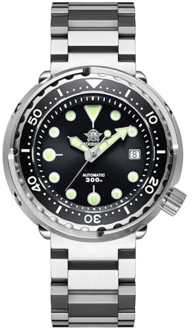 ADDIESDIVE Diver 300 meter dykarklocka, lysande Chromalight klockor, 47,5 mm stor analog urtavla, 8215 Rörelse, armband