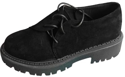 Zapatos tradicionales de ante para mujer, zapatos tradicionales, elegantes, vintage, para negocios, barcos, velas, cómodos, para exteriores, Oktoberfest, Negro , 38.5 EU