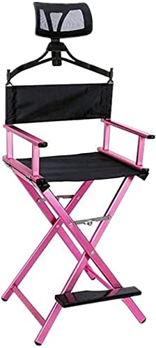 Portable Folding Makeup Artist Chair - Lightweight Aluminum Director's Chair with Headrest & Footrest for Camping, Outdoor Events, Film Productions, and Makeup Application