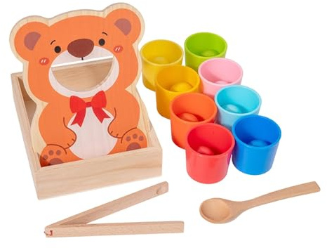 TTETTZ Rainbow Ball Matching Game in Cups for Toddlers, for Sorting And Counting, Early Education, Feeding Toy, with 8 Balls