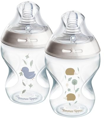 Tommee Tippee Biberons, Biberon Anti-colique Natural Start, étang, 260ml, lot de 2 avec tétine à débit lent imitant la forme du sein pour une prise en bouche naturelle