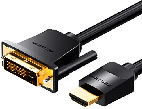 VENTION Cable HDMI a DVI, bidireccional DVI-D 24+1 Macho a HDMI Macho Adaptador de Alta Velocidad 1080P Full HD Compatible con Raspberry Pi, Xbox Laptop Macbook DVD BLU-Ray Monitor Display (1m)