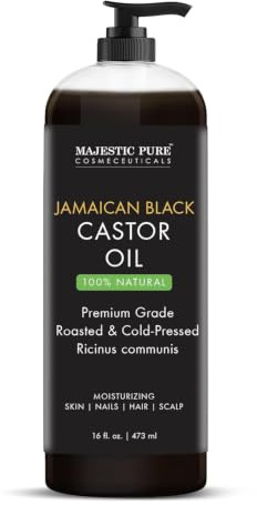 MAJESTIC PURE Jamaican Black Castor Oil - 473 ml | For Hair care, Skin Detox & Lash Care | scalp massage, moisturizing dry hair and body care routines