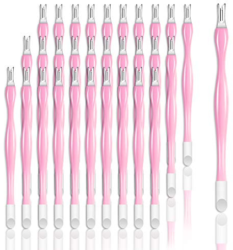 Allstarry 30 Pieces Nail Cuticle Trimmer Remover Plastic Handle Cuticle Pusher Rubber Nail Cleaner Double Head Dead Skin Cuticle Knife Removal Fork Nail art Tools for Girls Women and Men - Pink
