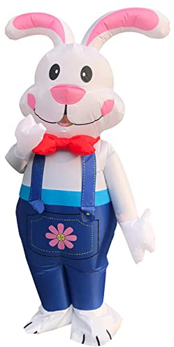Arokibui Inflatable Easter Bunny Costume Adult Blow up Rabbit Costume Rabbit Mascot Suit Fancy Dress Unisex