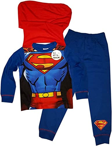 DC Comics Boys Superman Pyjamas with Detachable Cape, Superhero Novelty Pyjamas for Kids Age 3-4 Years Blue