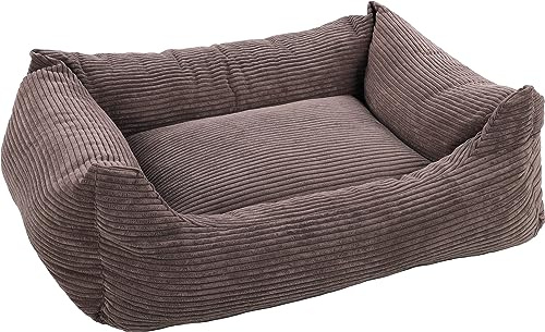 Flamingo Lit Velluto Brun pour Chien Chat - Panier pour Chien Chat - 100x80x25cm - Lavable - Fond Anti-dérapant - Housse Amovible Lieu de Couchage Doux et Confortable