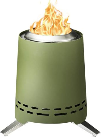 Onlyfire Mini Brasero de Table | Brasero Portable sans Fumée Cheminée | avec Sac de Transport, Support | Brûle Bois et Granulés | Acier Inoxydable | pour Jardin, Intérieur et Extérieur | Vert