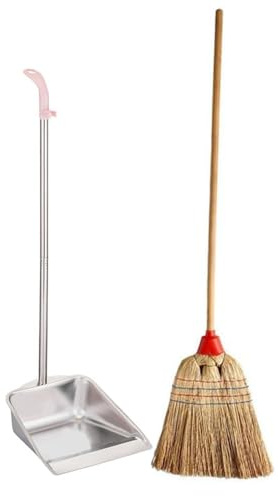 VIRSUS Set Scopa Saggina a 4 Fili + Paletta in Metallo Zincato, Scopa con Manico in Legno da 89 cm e 4 Cuciture, Paletta Antiruggine Manico 86 cm, per la Pulizia degli Esterni, Giardino, Viale -F