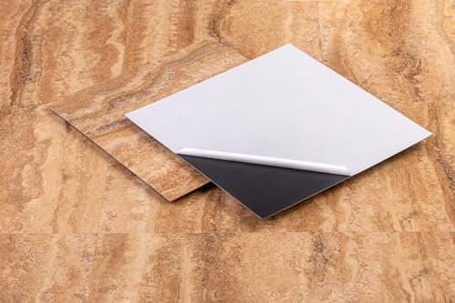 Travertin PORTO Revêtement de sol en vinyle autocollant - 30,48 x 30,48 cm (22 pièces/2,04 m²) - Planches en vinyle autocollantes, lames stratifiées - Lavé, antidérapant, imperméable