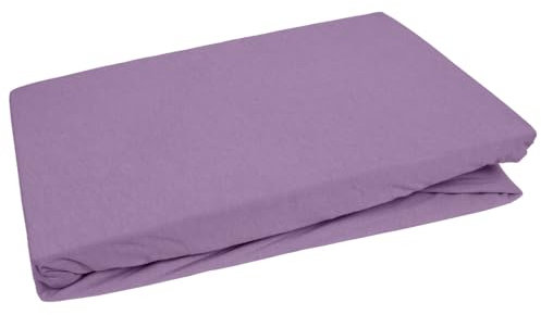 Bettwaesche-mit-Stil Jersey Spannbettlaken (Flieder rosa, 140x200 cm - 160x200 cm, Matratzenhöhe bis 25cm) viele Farben & Größen