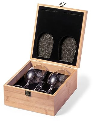 C&P Pack 2 Copas de Vino Personalizadas de Cristal Grabadas con el Nombre o Texto que quieras + Sacacorchos Abridor Acero Inox Esta dentro de la espuma, la zona esta troquelada con su forma (350ml)