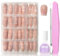 240Pcs Press On Nails Set - Nude French Nägel zum Aufkleben Short Ballerina - Fake nails soft gel Nageltips - Full Cover Stick on Nails Kurz Nail Art Manicure Decorations (Nude Short Ballerina)