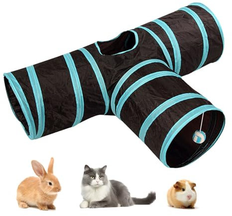 RongQiLBB Túnel De Gato, Túneles Plegables para Gatos y Perros, Interiores y Exteriores (2 Vías / 3 Vías)