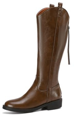 Botas de Mujer Negras - Equitación, Occidentales, Vaquero, Invierno, Trabajo - Piel Sintética, Cuero, Altas, Planas - Tallas 34-39