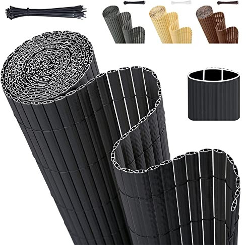 Sekey PVC Privacy Screening Fence Screening, Double Reinforced and Weatherproof, Enhanced Privacy Protection, for Garden, Balcony and Terrace, with Cable Ties, 100 x 400 cm, Anthracite