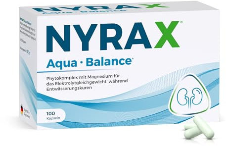 NYRAX® Aqua Balance – Entwässerungstabletten mit Petersilie, Spargel & Magnesium – Ideal für Entwässerungskuren – 100 Kapseln in Apothekenqualität