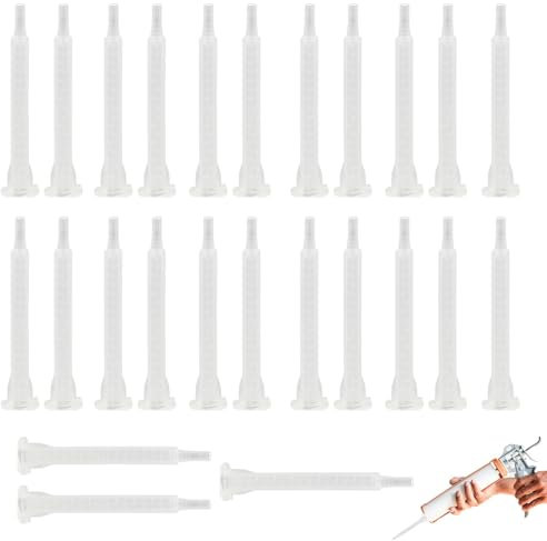 25 PCS Tube de mélange, Tube de mélange de colle AB Fma6-16L Tube de mélange de colle Buse de mélange époxy Buse de mélange statique Buse de mélange 83 mm Seringue (transparent)