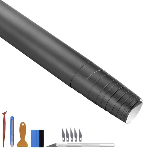 NewL Film en vinyle mat satiné mat de qualité supérieure pour voiture - Sans bulles d'air - Pour bricolage, moto, téléphone portable - Accessoires (gris, 30 cm x 300 cm)