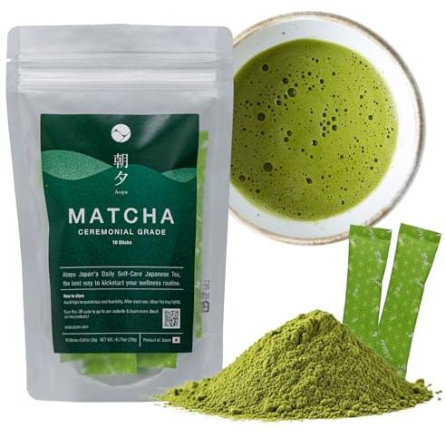 Matcha Cérémonial Japonais en Sticks ou Dosettes, 10x2g, Thé Vert Matcha Premium Poudre, Owari, Sans Amertume, Idéal Latte et Bien-Être, Pack hermétique anti-humidité