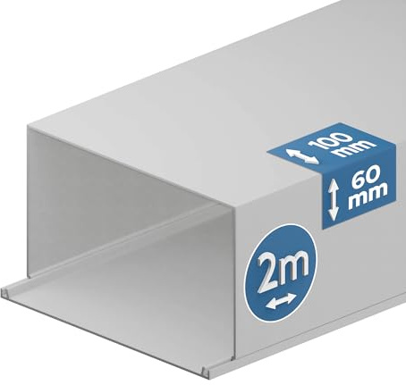 EDO Kabelkanal 100x60 mm Vit 2m - Kabelränna PVC med Snäpplock Kabelkåpa Sladdkanal Skruvmontering - Praktisk Kabelhanteringskanal för TV, Kontor, Hem, Skrivbord