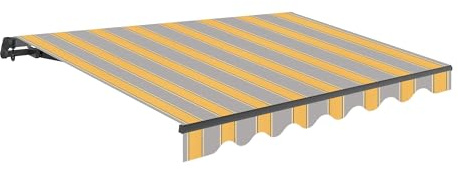 Wasabi - Toldo Retráctil Exterior 300x250cm Gris y Amarillo Poliéster – Lona Protección Solar UV - Estructura de Aluminio Antracita – Manivela Incluida – Manual Enrollable Terraza Jardín Balcón