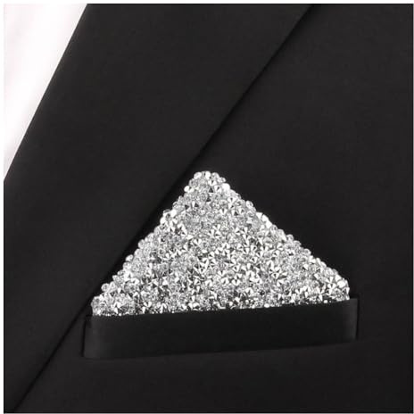 SHTGOI Mouchoir rectangulaire à paillettes pour homme - Mouchoir plat - Carré - Pour costume de mariage, smoking et occasions festives