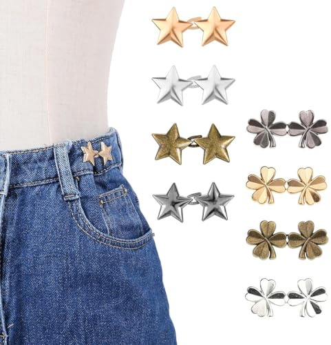 JYNXOR 8 Pcs Bouton Jean Clipsable Ajustable,Resserre Pantalon,Serre Taille Pour Jean,Pince Pour Pantalon Trop Large,Boutons De Pantalon Amovibles,Adaptable à Toutes Tailles,Pas De Couture Ni d'Outils