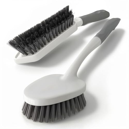 SSINBOANGI 2 Pack Heavy Duty Scrub Brush Set with Hard Bristle, Cleaning Brush Designed for Bathroom, Shower, Bathtub, Tub, Carpet, Floor, Grout, Tile