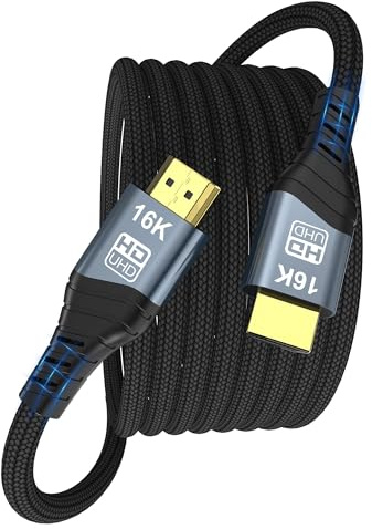 HDMI-kabel 16 K 10 K 8K, HDMI2.2-kabel ultrahög hastighet 96 Gbps 16K@30Hz 8K@60Hz 4K@240 Hz, med HDCP 2.3 och HDR10 eARC kompatibel med PS5/Xbox/Roku TV/PC Gaming/Blu-ray (HDMI-kabel 16K 3M)