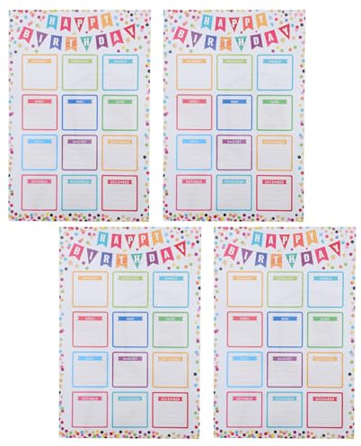 DIKACA 4 Poster Di Buon Compleanno Calendari Poster Di Buon Compleanno Grafico Riutilizzabile Per La Classe Per Studenti Forniture Per