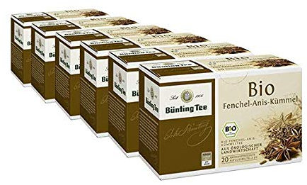 Bünting Tee Fenchel-Anis-Kümmel 6er Pack – Bio Kräutertee – 6 x 20 Teebeutel