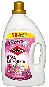 ORO Detergente líquido para lavadora - Jabón Rosa Mosqueta 2,5 litros - 50 lavados - Gran poder antimanchas y máxima blancura - Jabón 100% natural