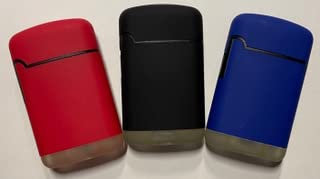 EASY TORCH8 Jet Outdoor Gas-Sturmfeuerzeug je 1 x schwarz, rot, blau mit gummierter Oberfläche. 3er Pack, 6,5x4x2