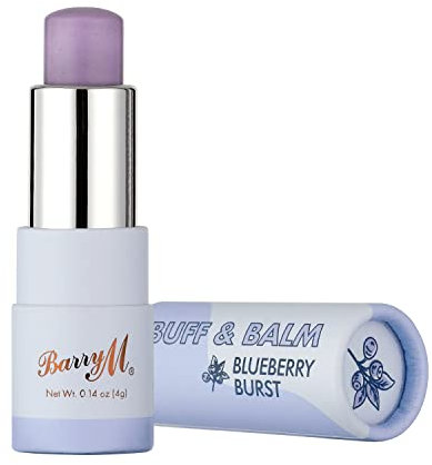 Barry M Cosme Buff and Balm Lip Tint, with Scrub to Balm Formula in Purple Blueberry Burst