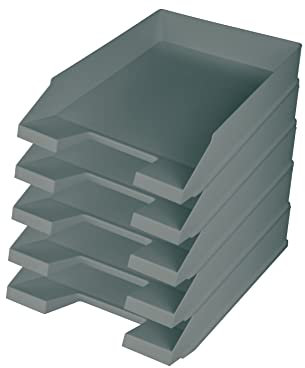 helit H2661682 - Briefablage „the green staff“, DIN A4-C4, aus Recycling-Kunststoff Blauer Engel zertifiziert, lichtgrau, 5 Stück