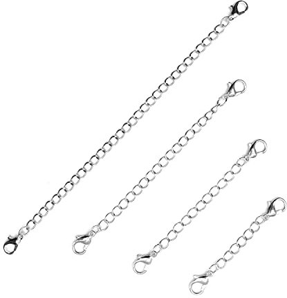 CHEERYMAGIC Necklace Extender, Stainless Steel Necklace Extender Gold Bracelet Extender Gold Necklace Chain for Jewelry Gold Necklace Bracelet Anklet A6-STTJL (Silver)