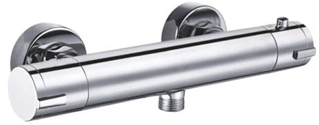 Grifo Mezclador de Ducha K2O Chillout Quiet 26,3x6,7x7,8 cm Diseño Redondo de Latón Cromado con Grifo Termostático y Dos Mandos